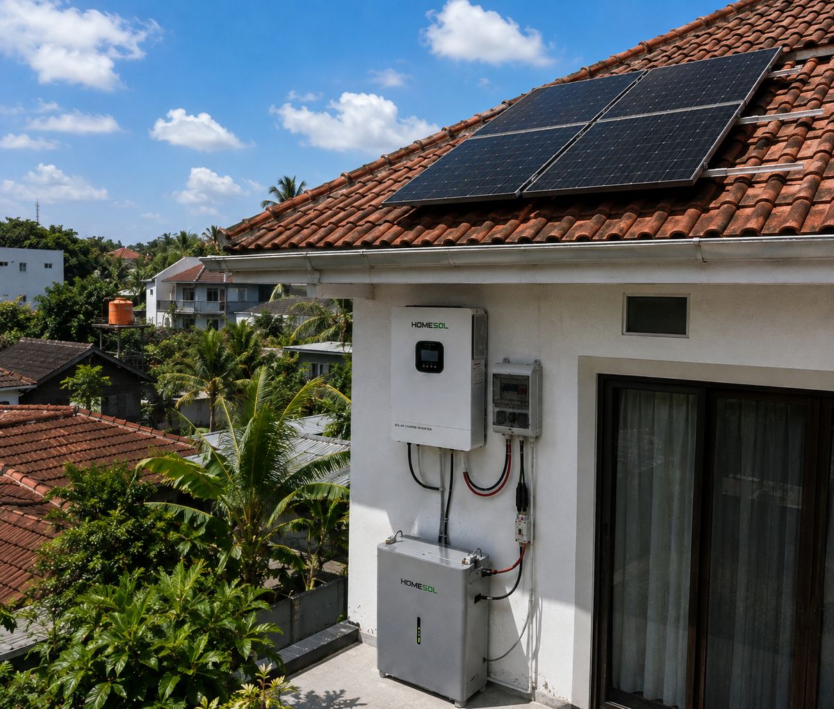 Solar inverter and battery system installed with rooftop PV